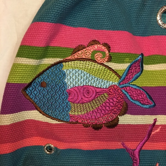 Brighton Colourful Seahorse Beach Maxi Woven Tote Bag - Picture 8 of 16